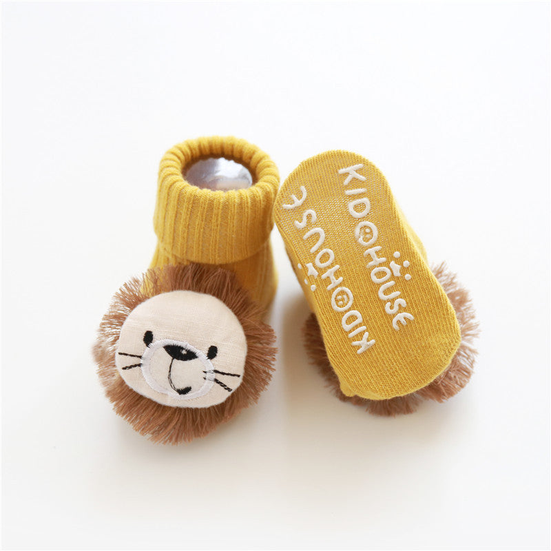 Tiny Steps Socks featuring a playful lion design, soft cotton children's socks ideal for comfort and style.