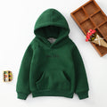 Baby Hooded Sweater in green color featuring the text 'OH, YES.' and a front pocket, suitable for ages 3-8.