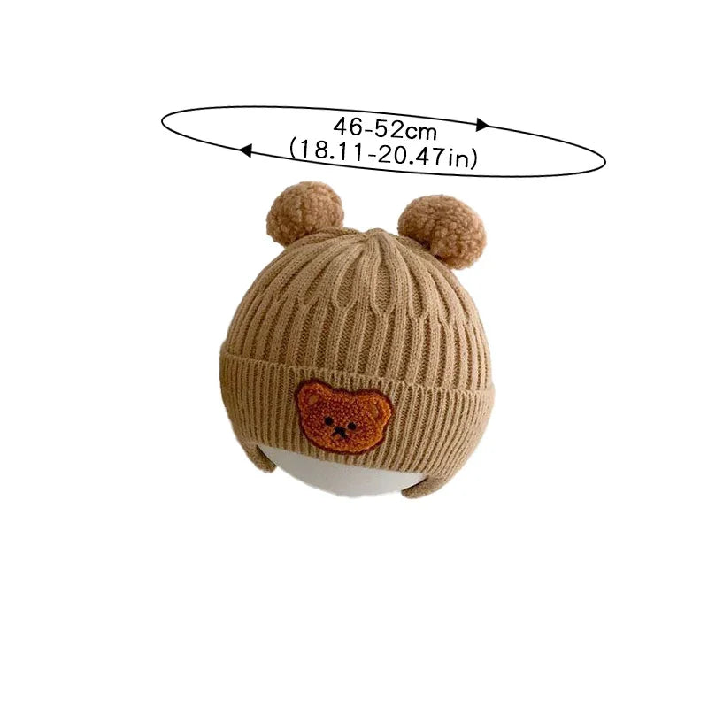 baby winter wool hat with bear ears