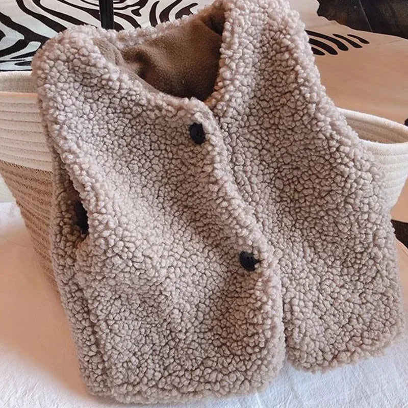baby lamb wool winter vest for kids