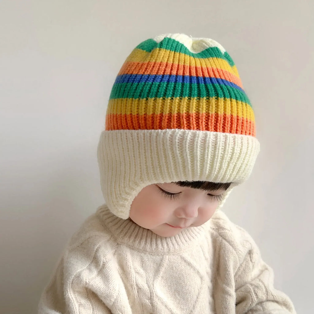 baby winter wool hat with bear ears